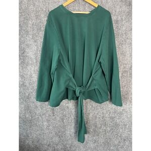 Universal Standard Shirt Women 2XL Green Tie Front Sweatshirt Classic Casual